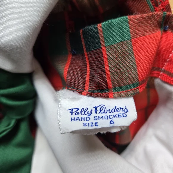 Vintage 1980s Polly Flinders red/green plaid holiday Christmas dress